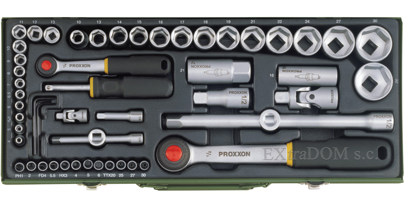 Zestaw narzędziowy Proxxon 1/2" i 1/4" 55 części 23040